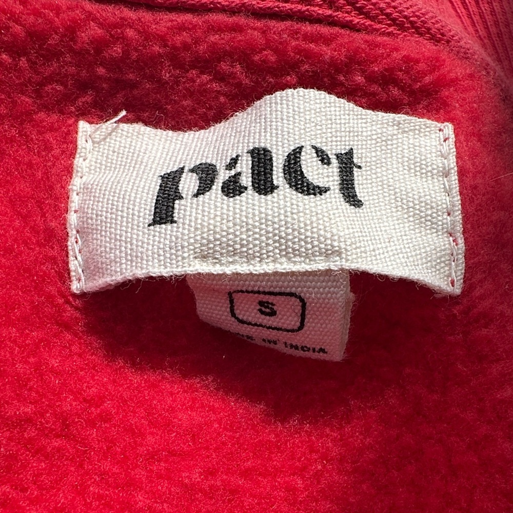 Pact Organics Women’s V-Neck Red Pullover Sweatshirt - Picture 3 of 4
